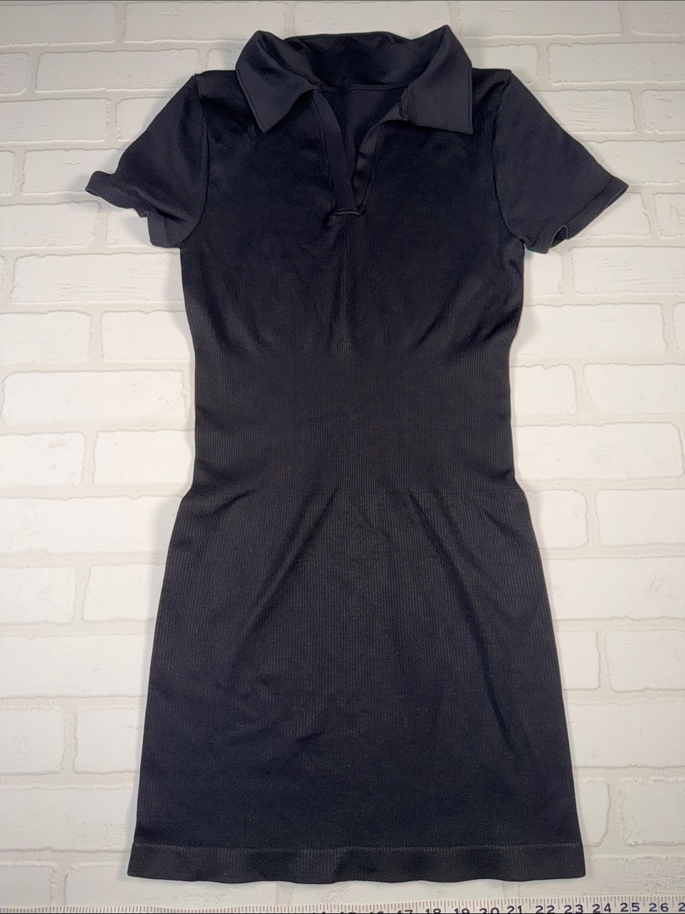 Black OQQ Short Sleeve Ribbed Dress XL